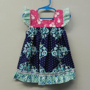 Girls size 2 Shabby Dress Laura Kae Designs Blue Floral